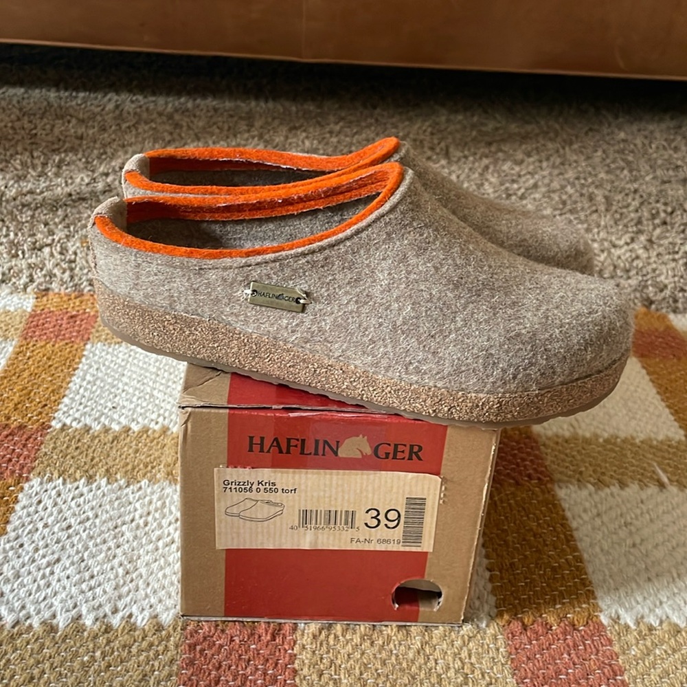 Haflinger Grizzly Kris wool slip ons size 39 made in Germany natural gently used